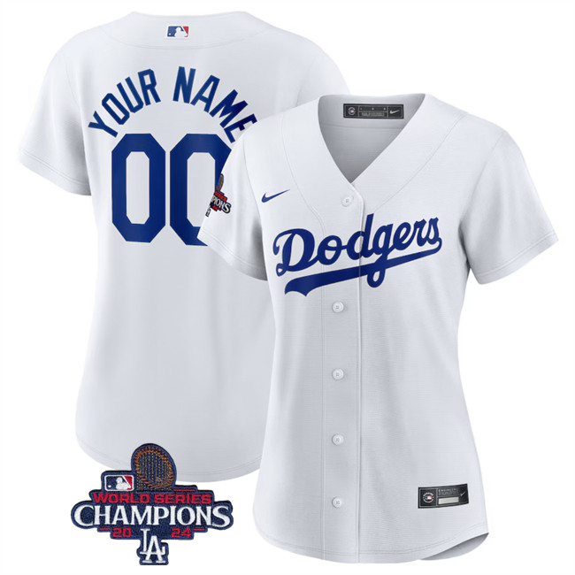 Women's Los Angeles Dodgers ACTIVE PLAYER Custom White 2024 World Series Champions Cool Base Stitched Baseball Jersey(Run Small) Women's Los Angeles Dodgers ACTIVE PLAYER Custom White 2024 World Series Champions Cool Base Stitched Baseball Jersey(Run Small)